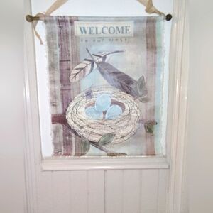 🆕NWT Transpac Fabric Wall Art | Welcome To Our Nest 18x22